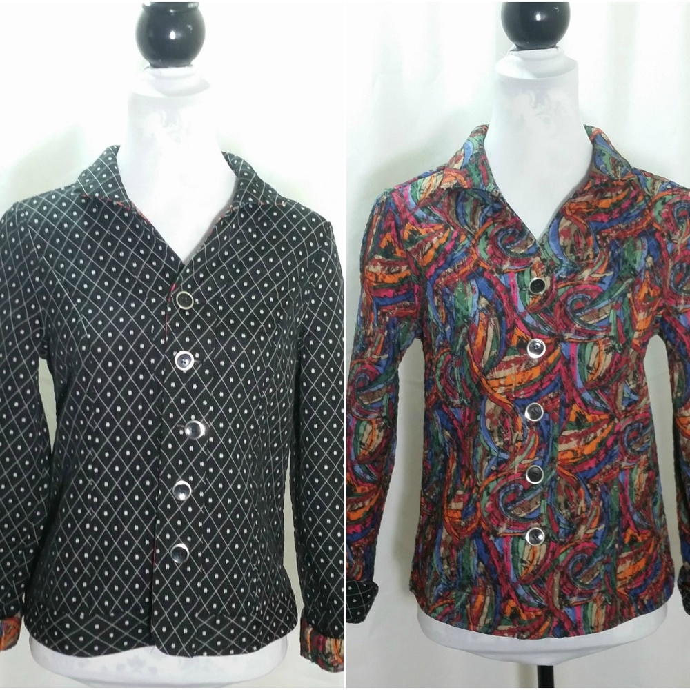 Reversible Quilted Jacket Coat Blazer Medium